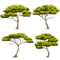 Set vector illustration Of four trees