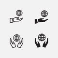 Set of vector illustration hand globe vector isolated icon Royalty Free Stock Photo
