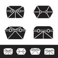 Set vector illustration of pirate treasure chest shaped diamond