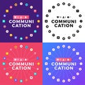 Set Vector illustration of a social media communication concept. Communication word with social activity icons which are arranged Royalty Free Stock Photo