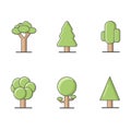 set vector illustration tree solid icon flat design