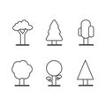 set vector illustration tree solid icon line design