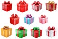 Set of Vector Illustration of Various Holiday Gift Boxes: Concept for Festive Shopping, Birthday Presents, Anniversary Surprises, Royalty Free Stock Photo