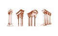 Set of vector illustrations of antique arches.Basic elements of Greek architecture.