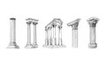 Set of vector illustrations of antique arches.Basic elements of Greek architecture.
