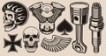 Set of vector illustrations for biker theme