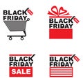 Set of vector illustrations for Black Friday sale. Royalty Free Stock Photo