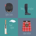 Set of vector illustrations with British symbols