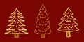Set of vector illustrations with Christmas trees on a white background. Chinese New Year elements. Vector illustration of golden Royalty Free Stock Photo