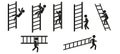 a set of vector illustrations of the concept of a man and a ladder, up the stairs, falling down the stairs, a warning sign Royalty Free Stock Photo