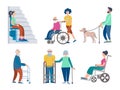 Set of vector illustrations of disabled people Royalty Free Stock Photo