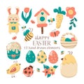 Set of vector illustrations for Easter holiday. Consisting of 17 single clipart. Royalty Free Stock Photo