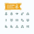 Set of vector illustrations fine line icons, collection of business people icons, personnel management