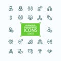 Set of vector illustrations fine line icons, collection of business people icons, personnel management