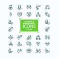 Set of vector illustrations fine line icons, collection of business people icons, personnel management