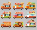 Set of vector illustrations food truck.