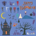 A set of vector illustrations for Halloween theme Royalty Free Stock Photo