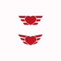 a set of vector illustrations of hearts and wings for icons Royalty Free Stock Photo