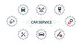 A set of vector illustrations icons for car repair and maintenance Royalty Free Stock Photo