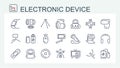 A set of vector illustrations, icons of electronic devices, accessories from a thin line. Royalty Free Stock Photo