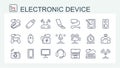 A set of vector illustrations, icons of electronic devices from a thin line. Royalty Free Stock Photo