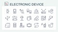 A set of vector illustrations, icons of electronic devices from a thin line. Royalty Free Stock Photo