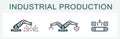 A set of vector illustrations, icons, logos of industry, manufacturing, and robotics. Royalty Free Stock Photo
