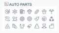 A set of vector illustrations, icons from a thin line with car parts. Car service. Auto parts store. Auto parts. Royalty Free Stock Photo