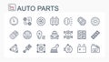 A set of vector illustrations, icons from a thin line with car parts. Car service. Auto parts store. Auto parts. Royalty Free Stock Photo