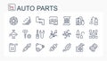 A set of vector illustrations, icons from a thin line with car parts. Car service. Auto parts store. Auto parts. Royalty Free Stock Photo