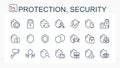 A set of vector illustrations, icons from a thin line, protection and security. Royalty Free Stock Photo