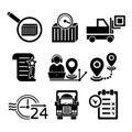 A set of vector illustrations, logos, icons for logistics, delivery.