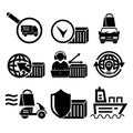 A set of vector illustrations, logos, icons for logistics, delivery. Royalty Free Stock Photo