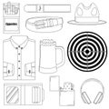 Set of vector illustrations - men`s way of life. Royalty Free Stock Photo