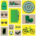 Set of vector illustrations - men`s way of life. Royalty Free Stock Photo