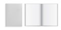 Set of vector illustrations, open and closed book in white hardcover