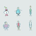 Set of vector illustrations of people with disabilities