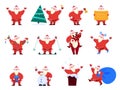 Set of vector illustrations of Santa Claus. Royalty Free Stock Photo