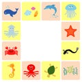 Set of vector illustrations of sea creatures Royalty Free Stock Photo