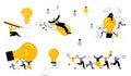 A set of vector illustrations on the topic of big ideas and teamwork.