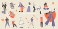 Set of vector illustrations of various street performances. Big festival of street culture and entertainment