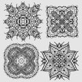 Set Vector Image Doodle, drawing for coloring the mandala. Square ornament
