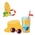 Set of vector images - beach accessories