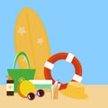 Set of vector images - beach accessories Royalty Free Stock Photo