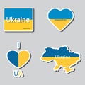 Set of vector images with elements of the state of Ukraine.
