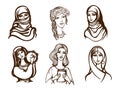 Set of vector images of girls - Ukrainian, Indian, Arab, Italian