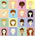 Set 16 vector images of people's faces