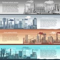 Set of vector industrial factory banners landscape. Abstract Factory, Oil and gas refinery, Chemical Manufacture