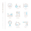 Set of vector industrial icons and concepts in mono thin line style Royalty Free Stock Photo