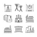 Set of vector industrial icons in sketch style
